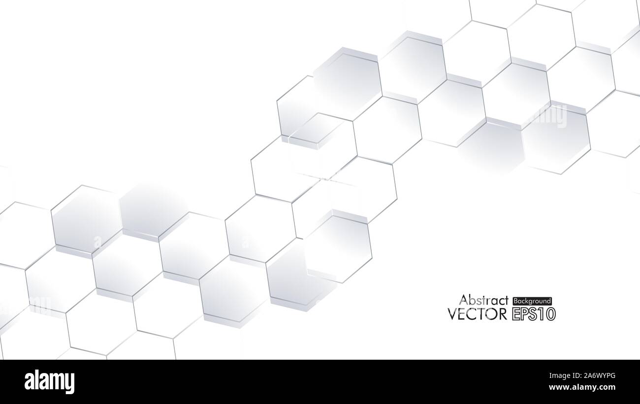 Abstract. Embossed Hexagon , honeycomb white Background ,light and shadow ,Vector Stock Vector