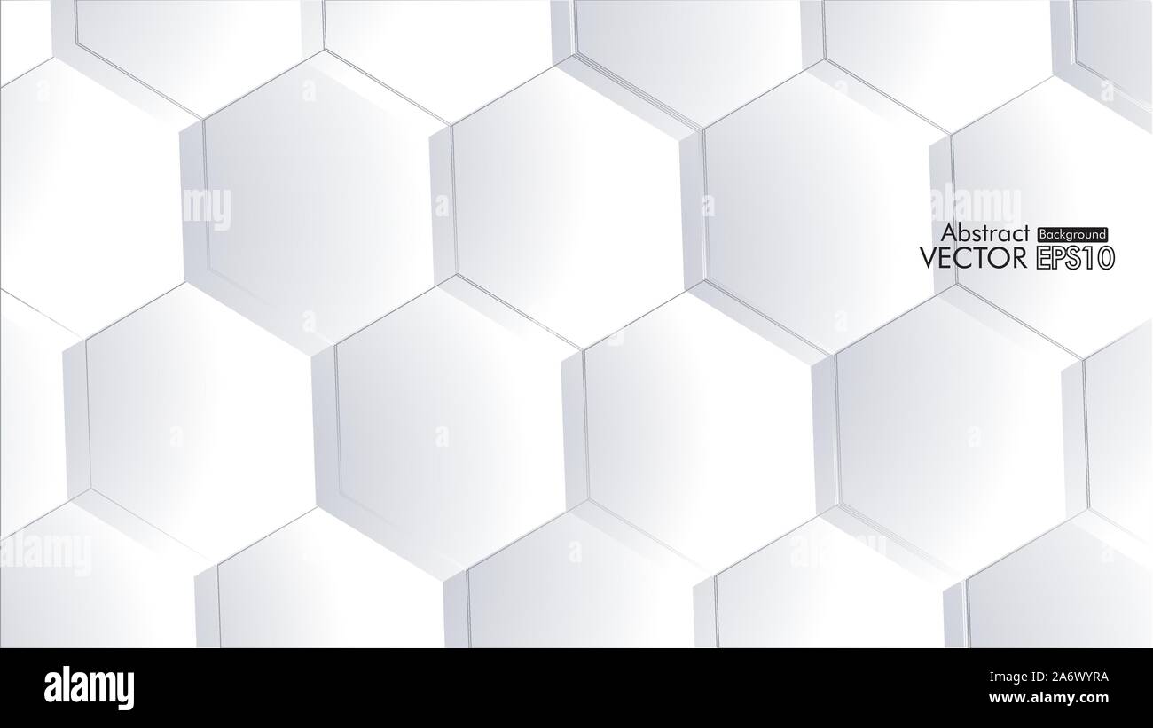 Abstract. Embossed Hexagon , honeycomb white Background ,light and shadow ,Vector Stock Vector
