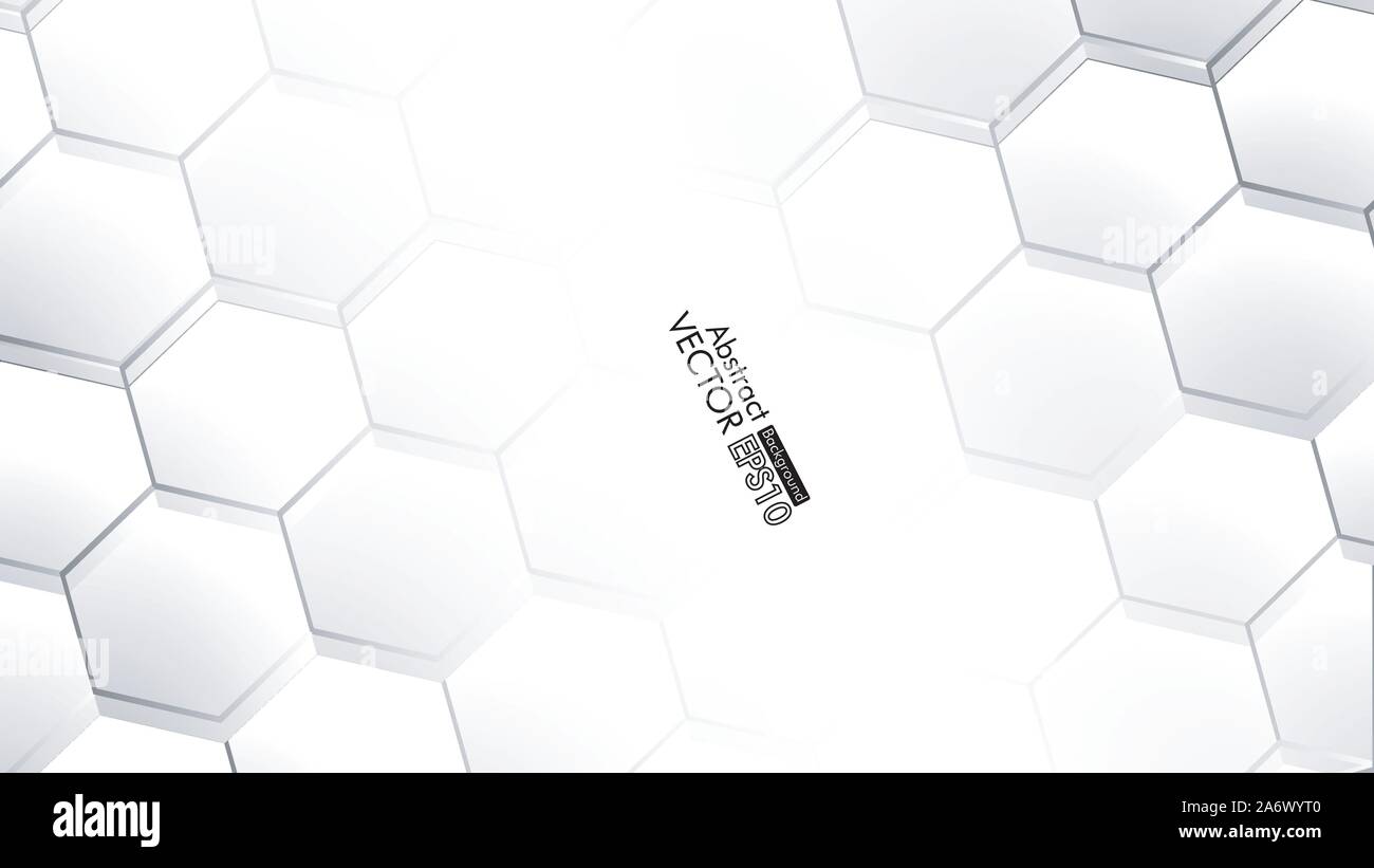 Abstract. Embossed Hexagon , honeycomb white Background ,light and shadow ,Vector Stock Vector