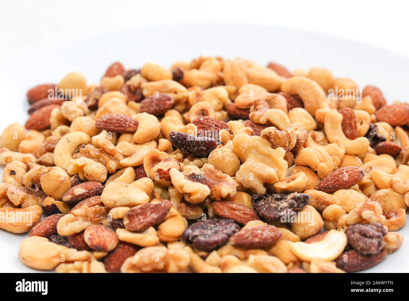 Nuts mix on white background - Image Stock Photo