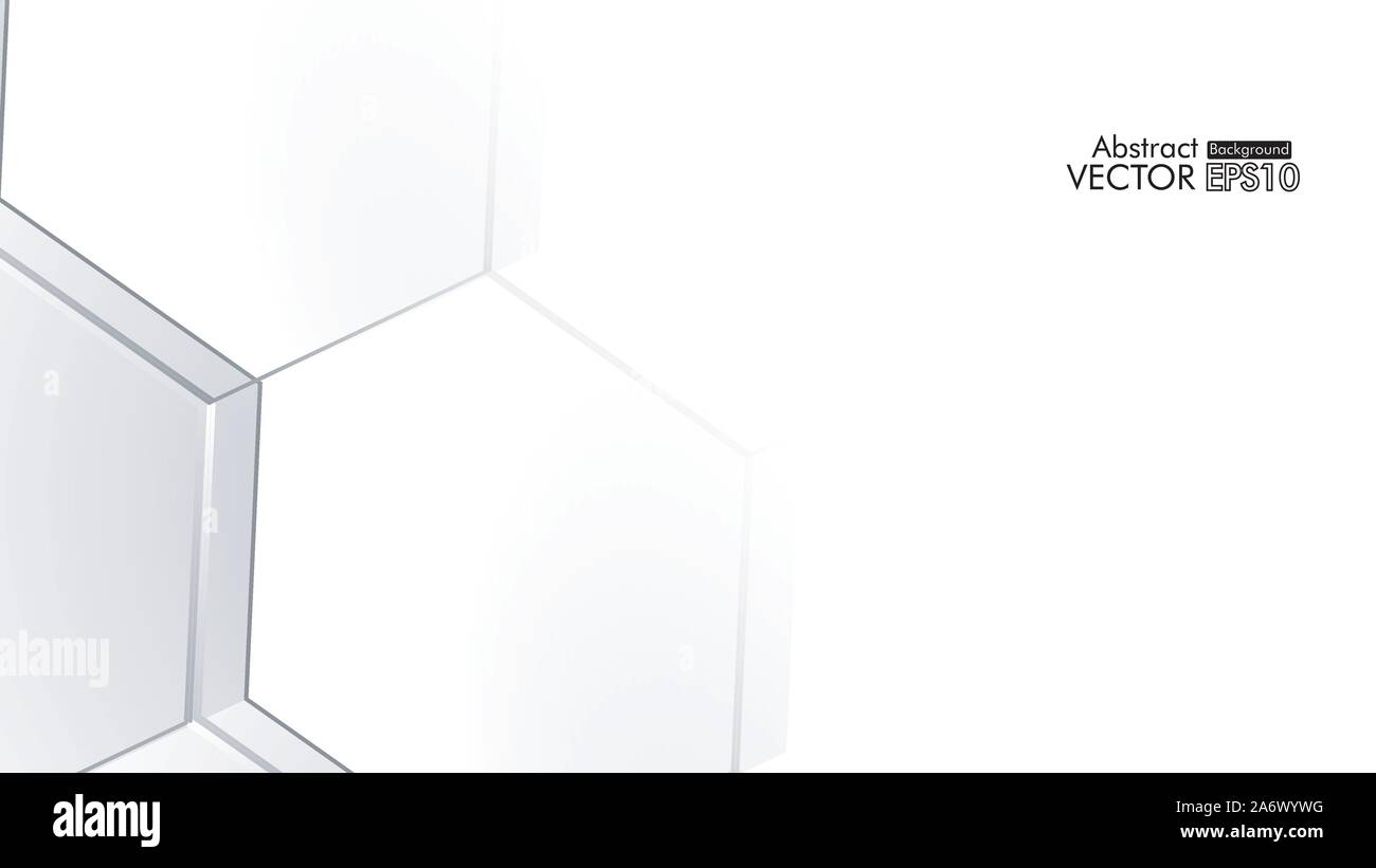 Abstract. Embossed Hexagon , honeycomb white background ,light and shadow ,Vector Stock Vector