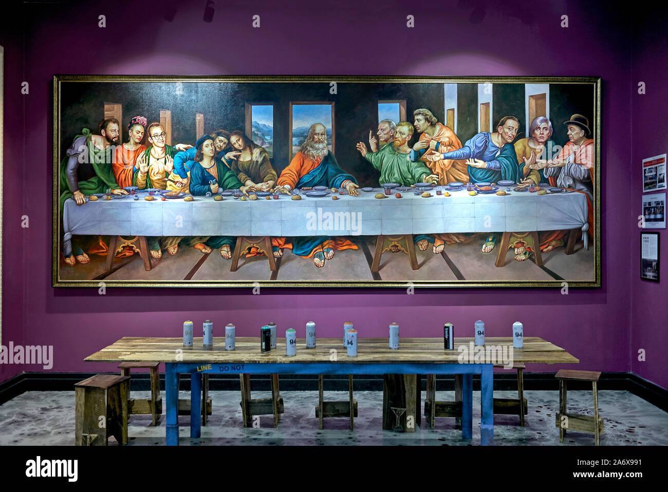 Parody Art painting. The Last Supper, Leonardo Da Vinci. Parody Art museum, Pattaya, Thailand, Southeast Asia, Stock Photo
