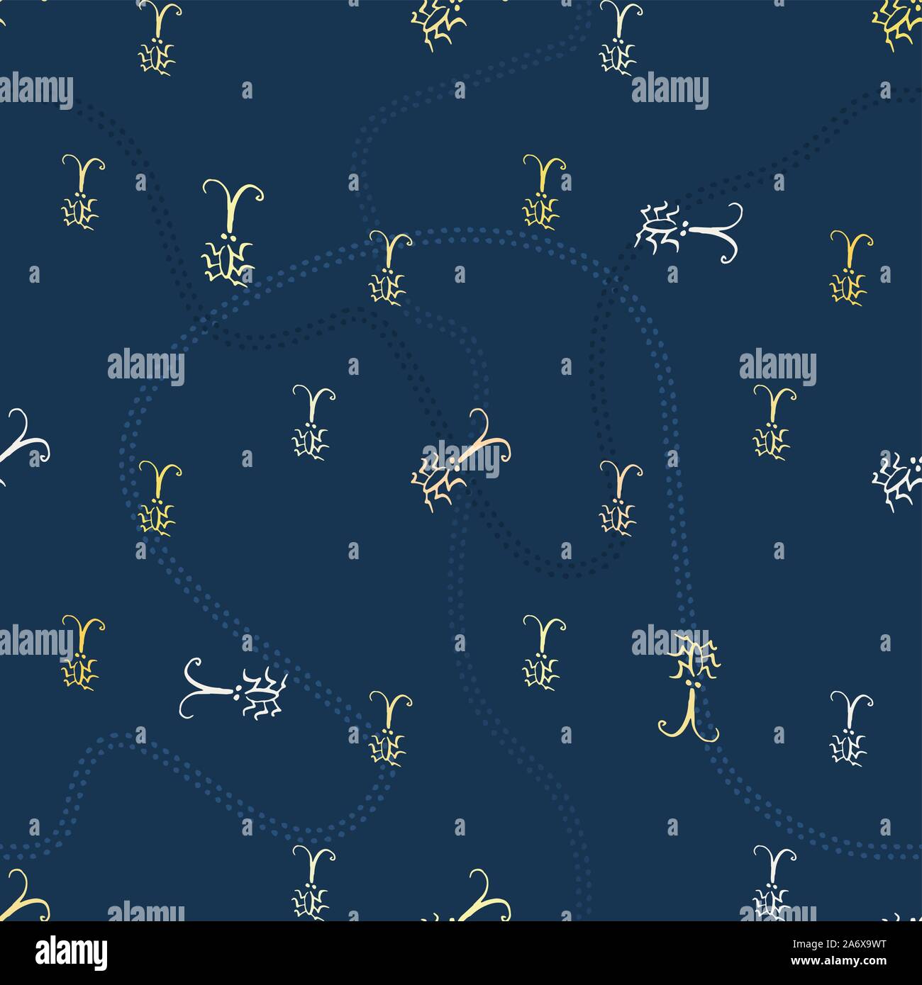 Seamless pattern with bugs and traces Stock Vector