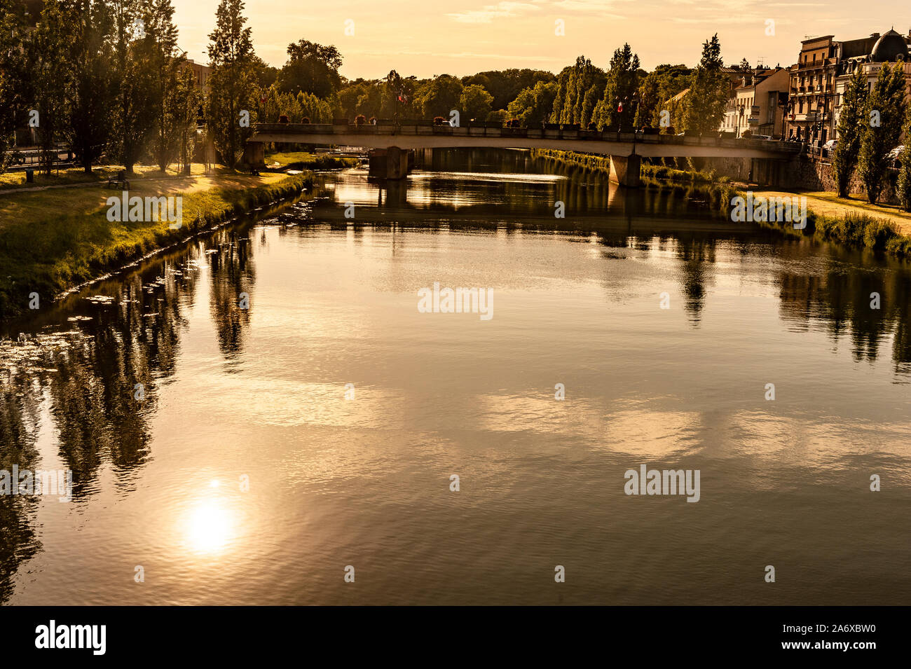 Early evening at Melun, a city in the Île-de-France, France Stock Photo