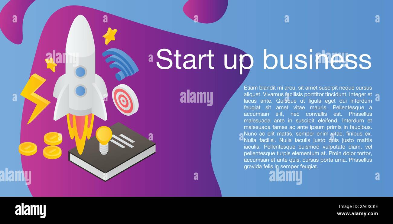Start up business concept banner, isometric style Stock Vector Image ...