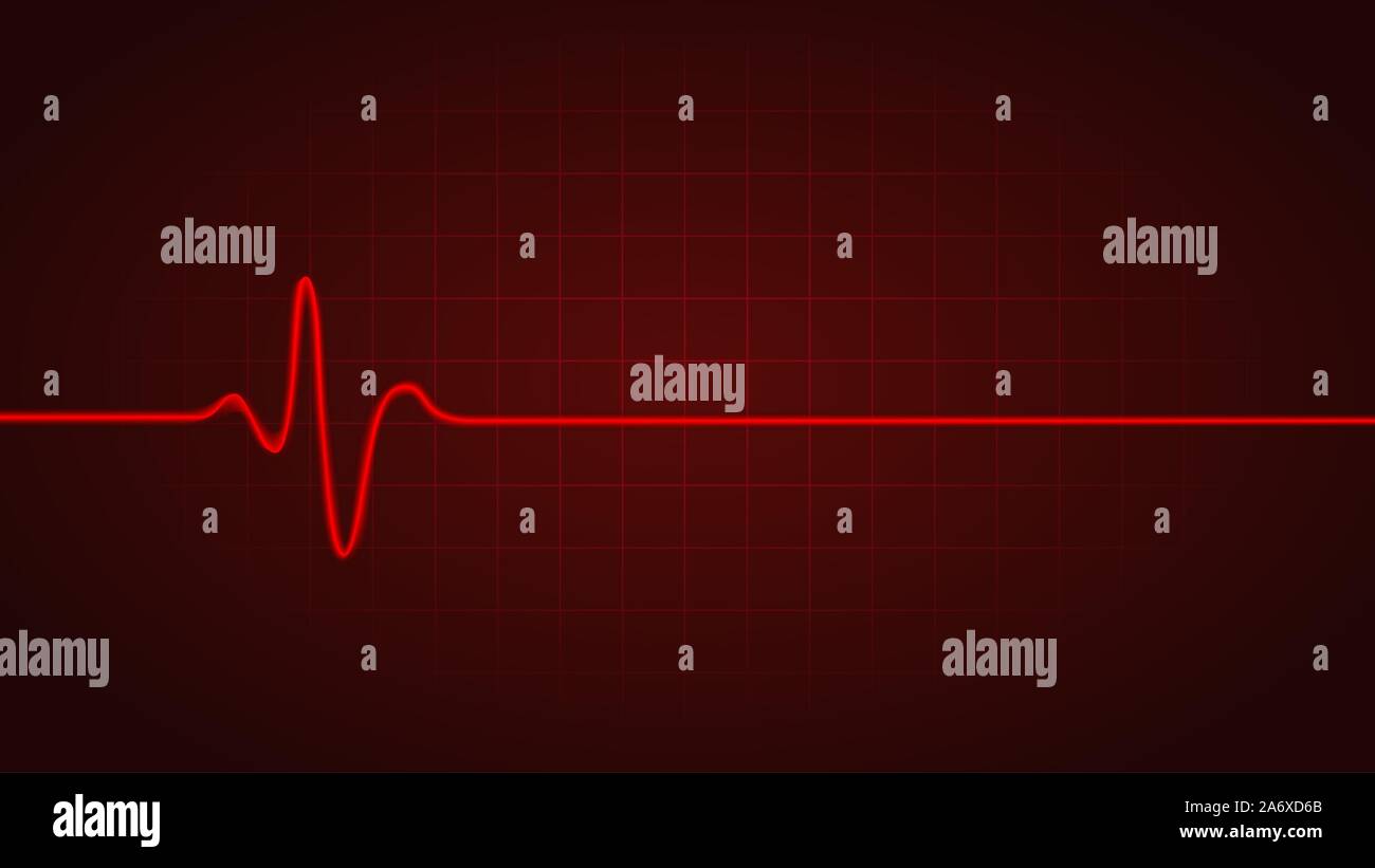 Red line show Heart rate while dead on chart of monitor. Stock Vector