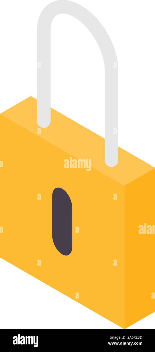Yellow padlock icon, isometric style Stock Vector