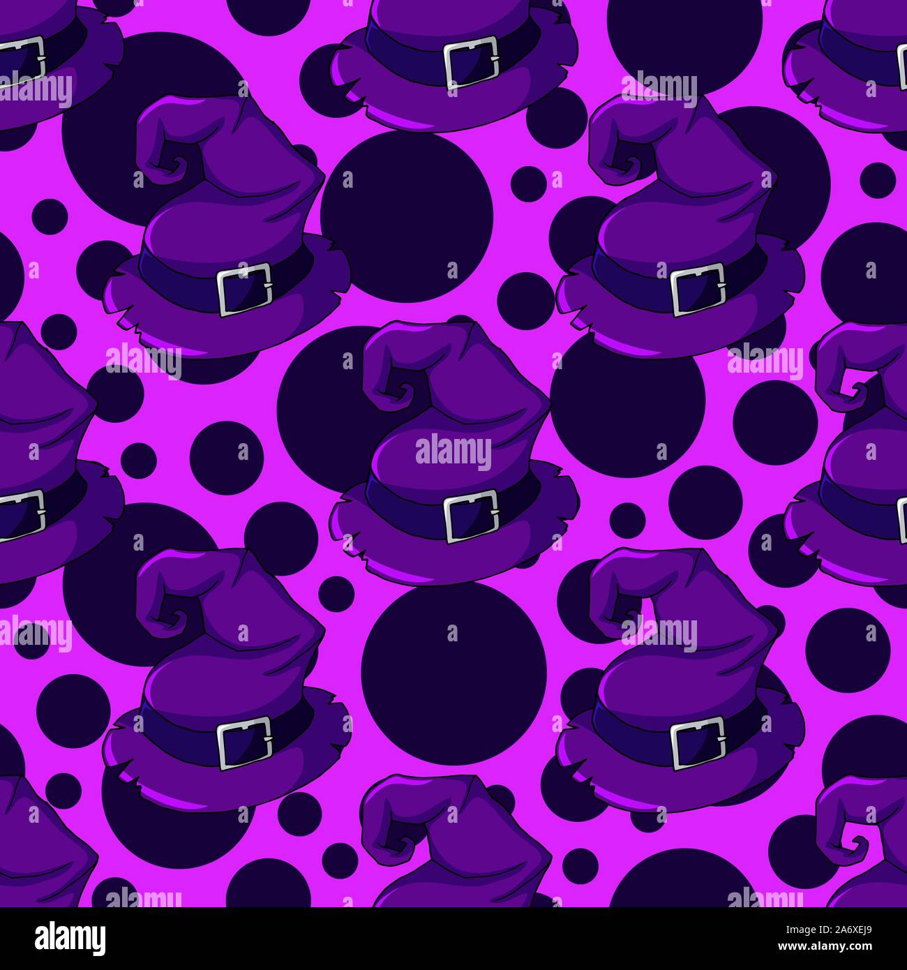 Halloween purple witch hats vector illustration seamless pattern ...