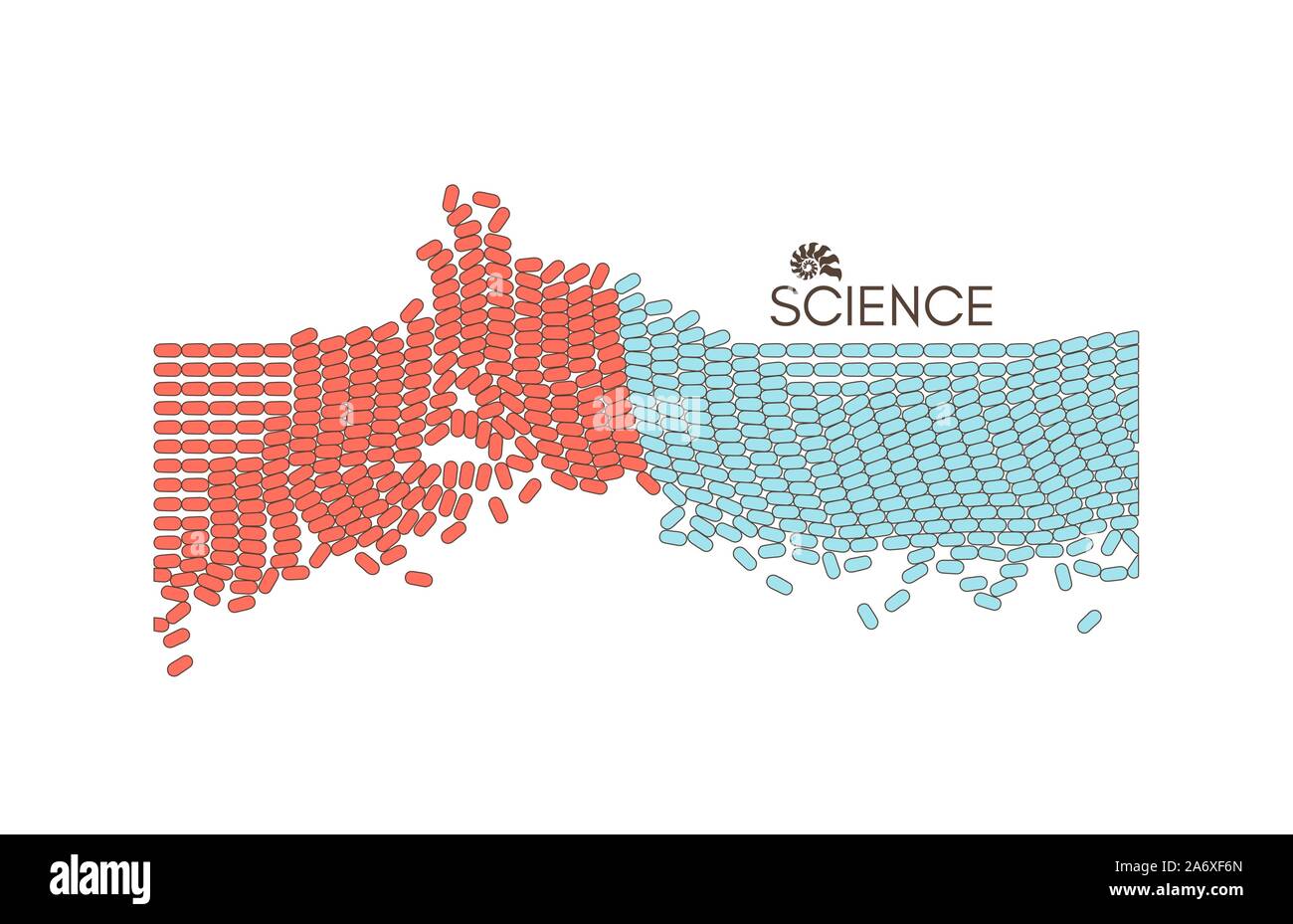 Vector illustration for science, chemistry or education. Irregular array or matrix of random ovals. Stock Vector