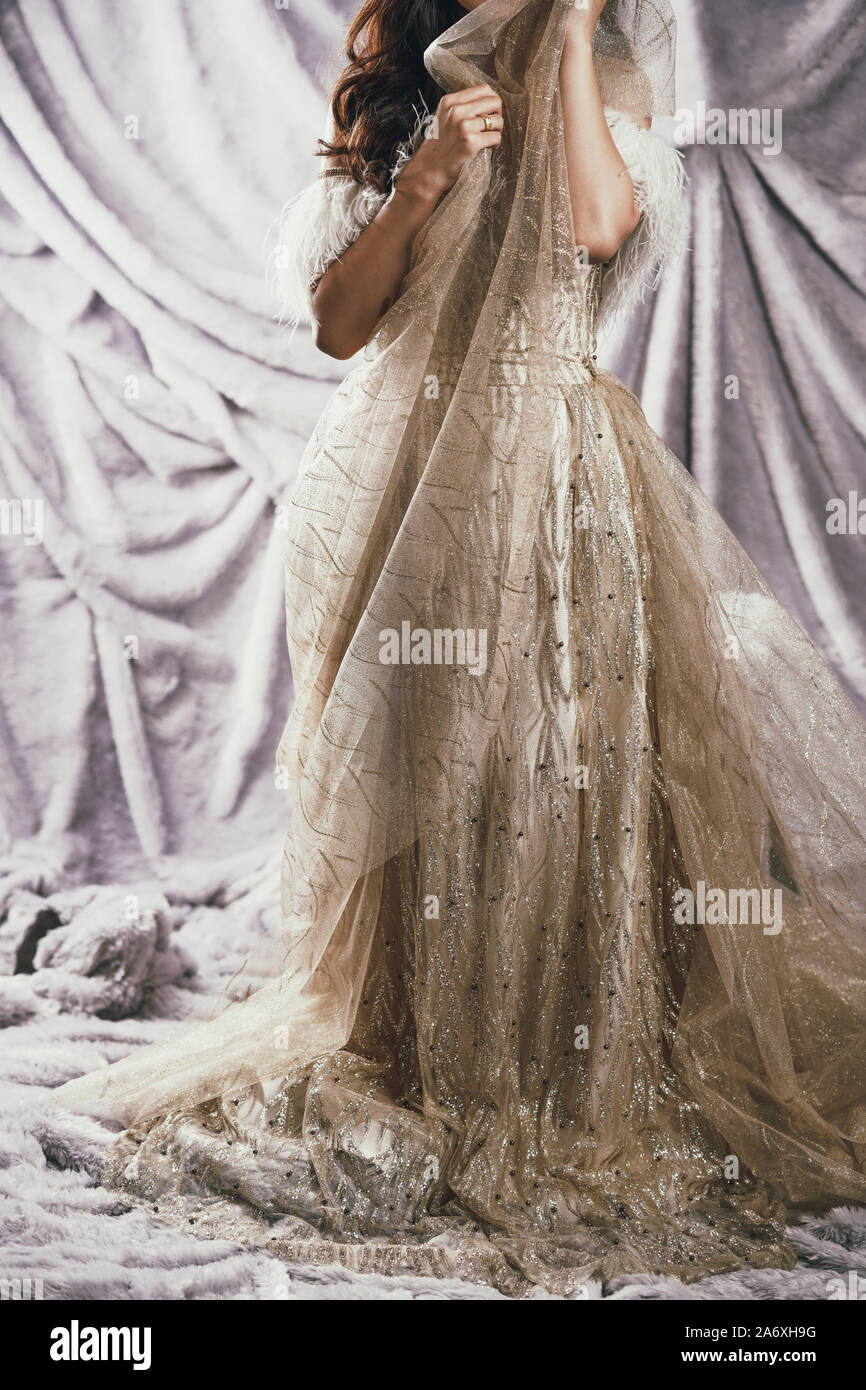 Long yellow gown hi-res stock 