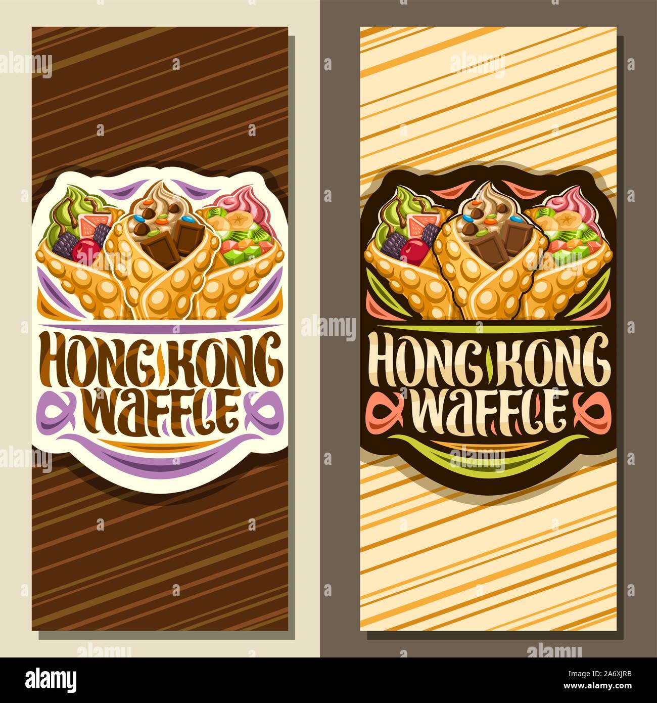 Vector Banners For Hong Kong Waffles Leaflets With 3 Different Bubble