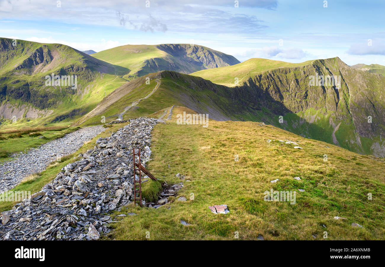The summits of (L-R) Crag Hill, Grasmoor, Hobcarton, Sand Hill and Hopegill Head in the Lake District, England, UK. Stock Photo
