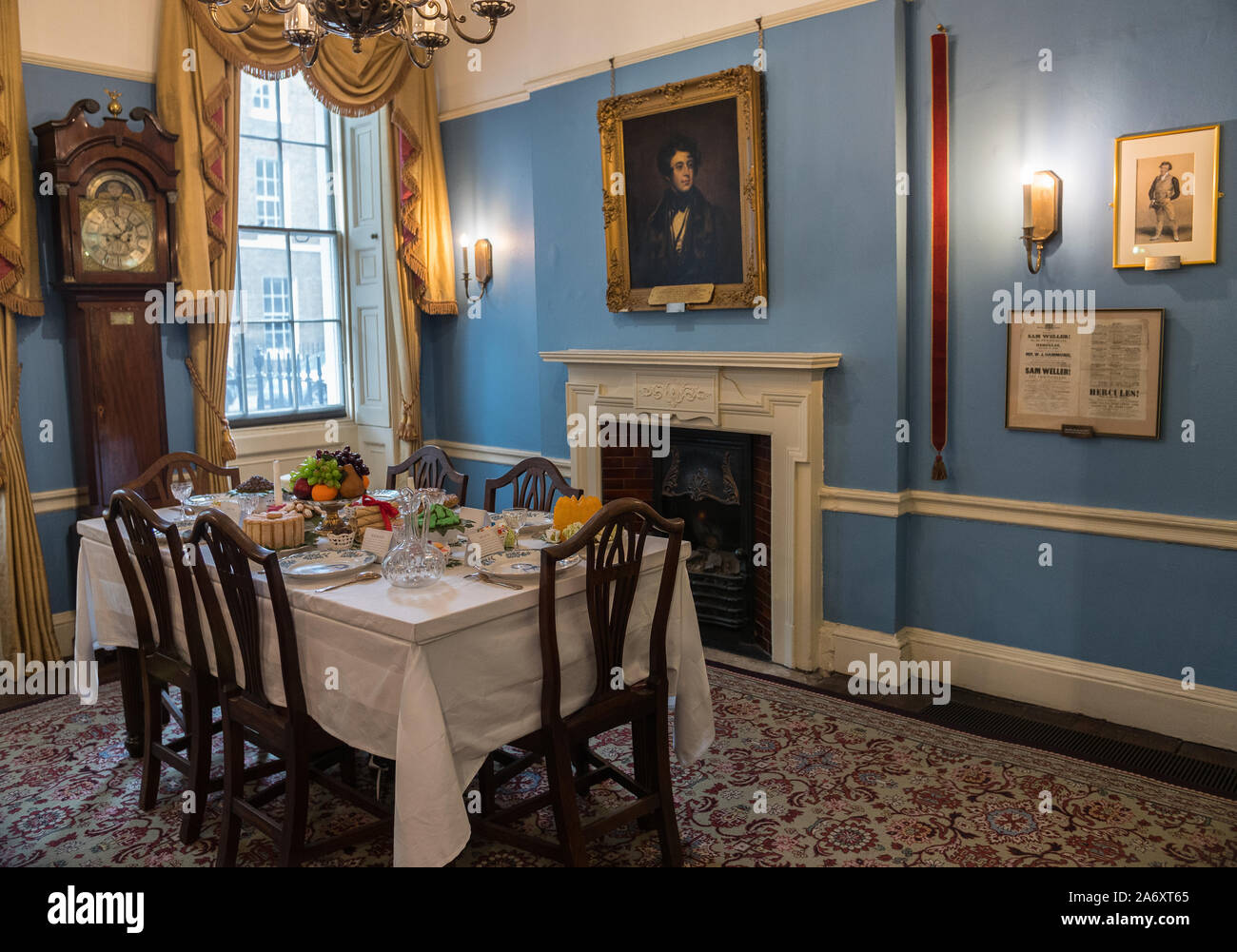 May 2019. Charles Dickens Museum. Dining room of his georgian house on 48 Doughty Street in Holborn, London Borough of Camden (England, United Kingdom Stock Photo