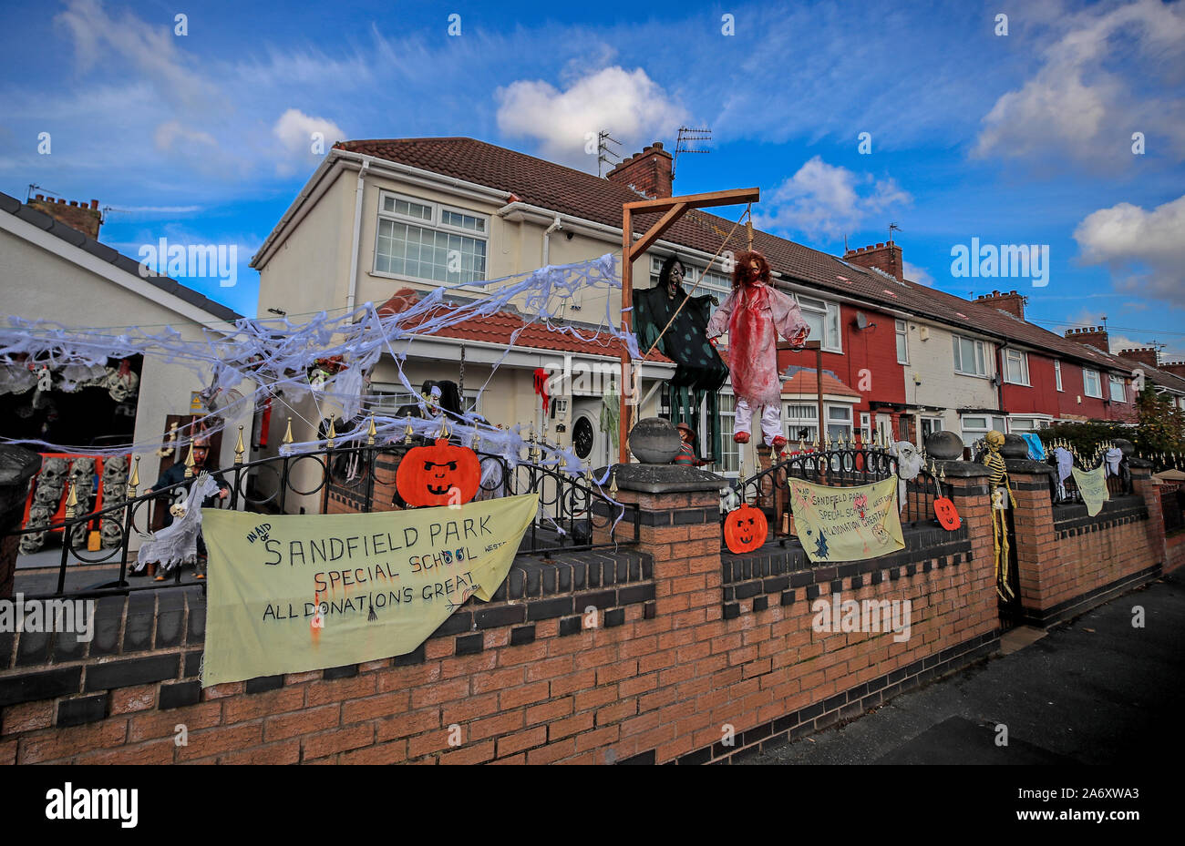 Halloween displays at a house in Liverpool which is raising money for
