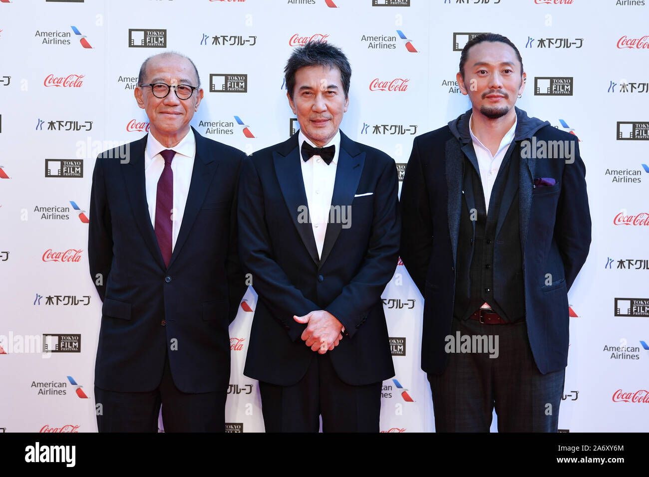 Tokyo, Japan. 28th Oct, 2019. Terence Chang, Koji Yakusho, Fay Yu, October 28, 2019 - The 32nd Tokyo International Film Festival, Opening Ceremony at Roppongi Hills in Tokyo, Japan on October 28, 2019. Credit: Aflo Co. Ltd./Alamy Live News Stock Photo