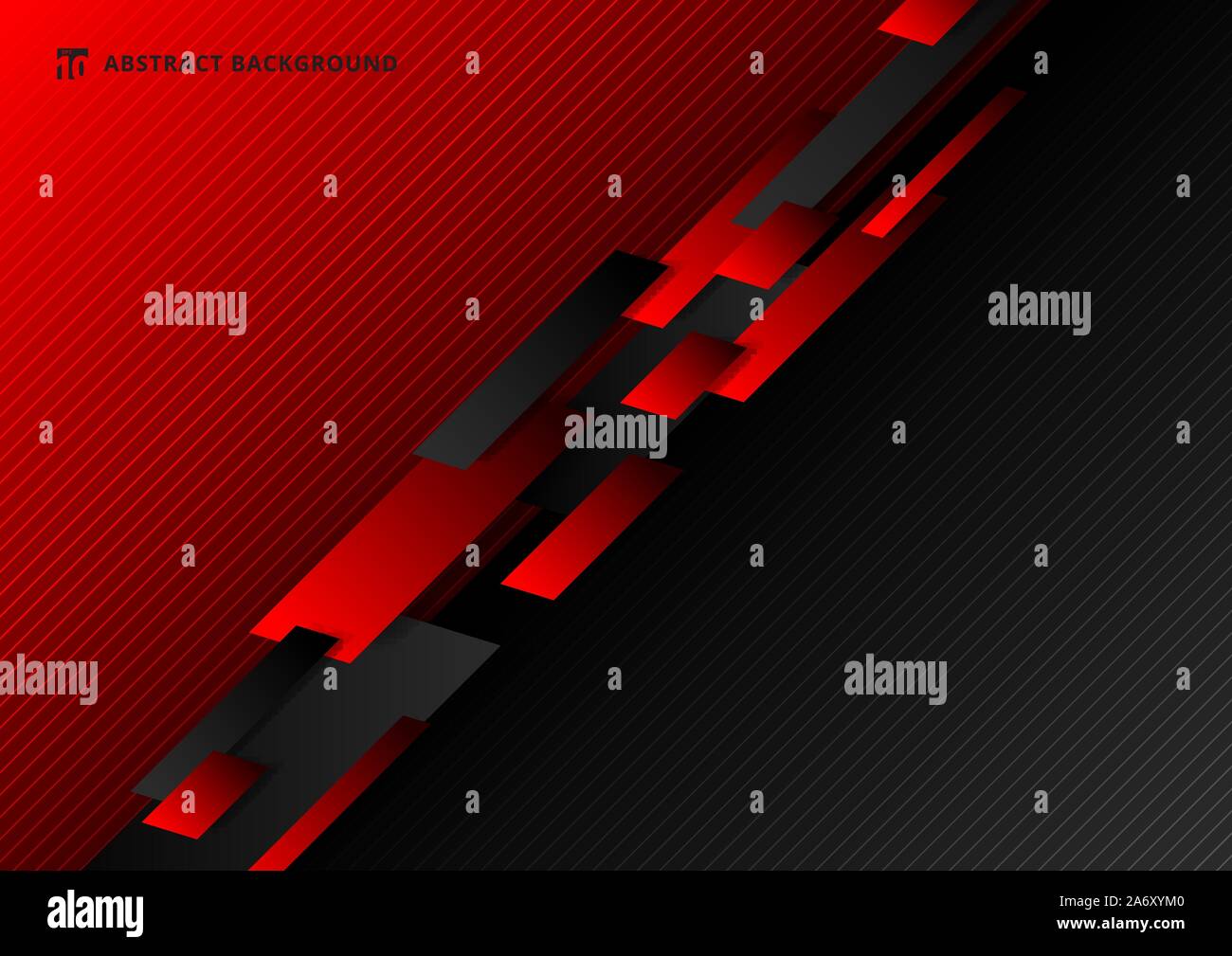 Abstract technology template geometric diagonal overlapping separate contrast red and black background. Vector illustration Stock Vector