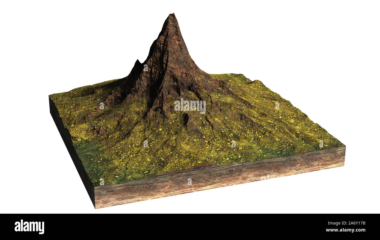 model of a cross section of ground with high mountain Stock Photo
