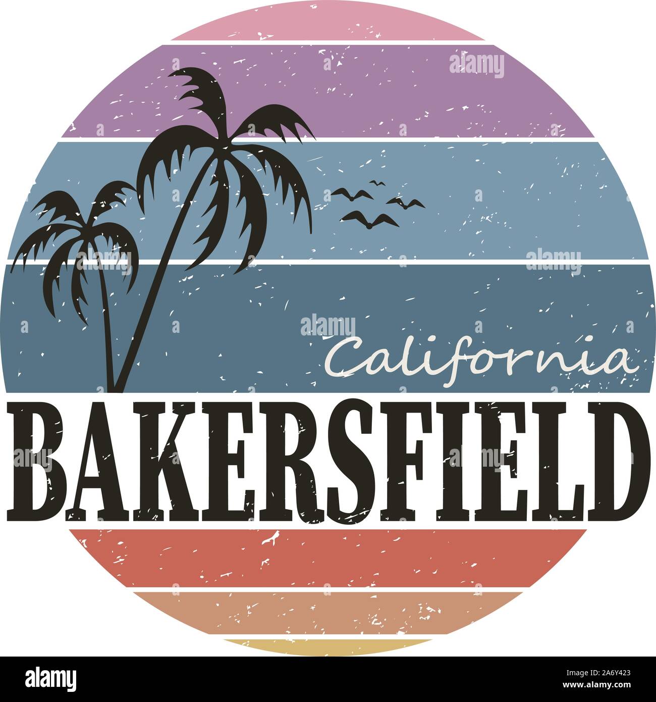 Bakersfield city travel destination. vector shirt logo Stock Vector