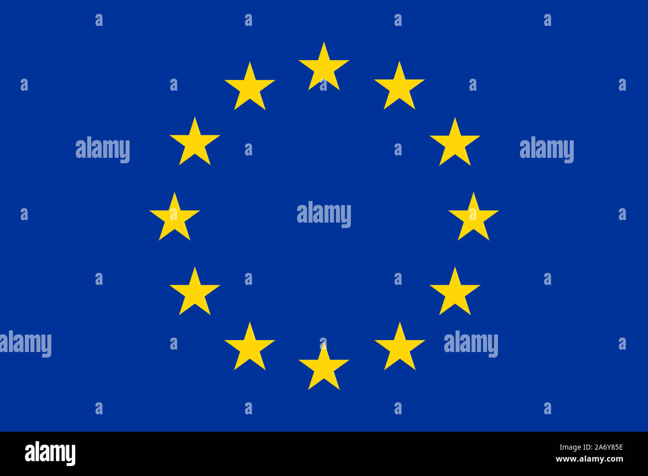 Euro flag, blue with twelve yellow stars Stock Photo