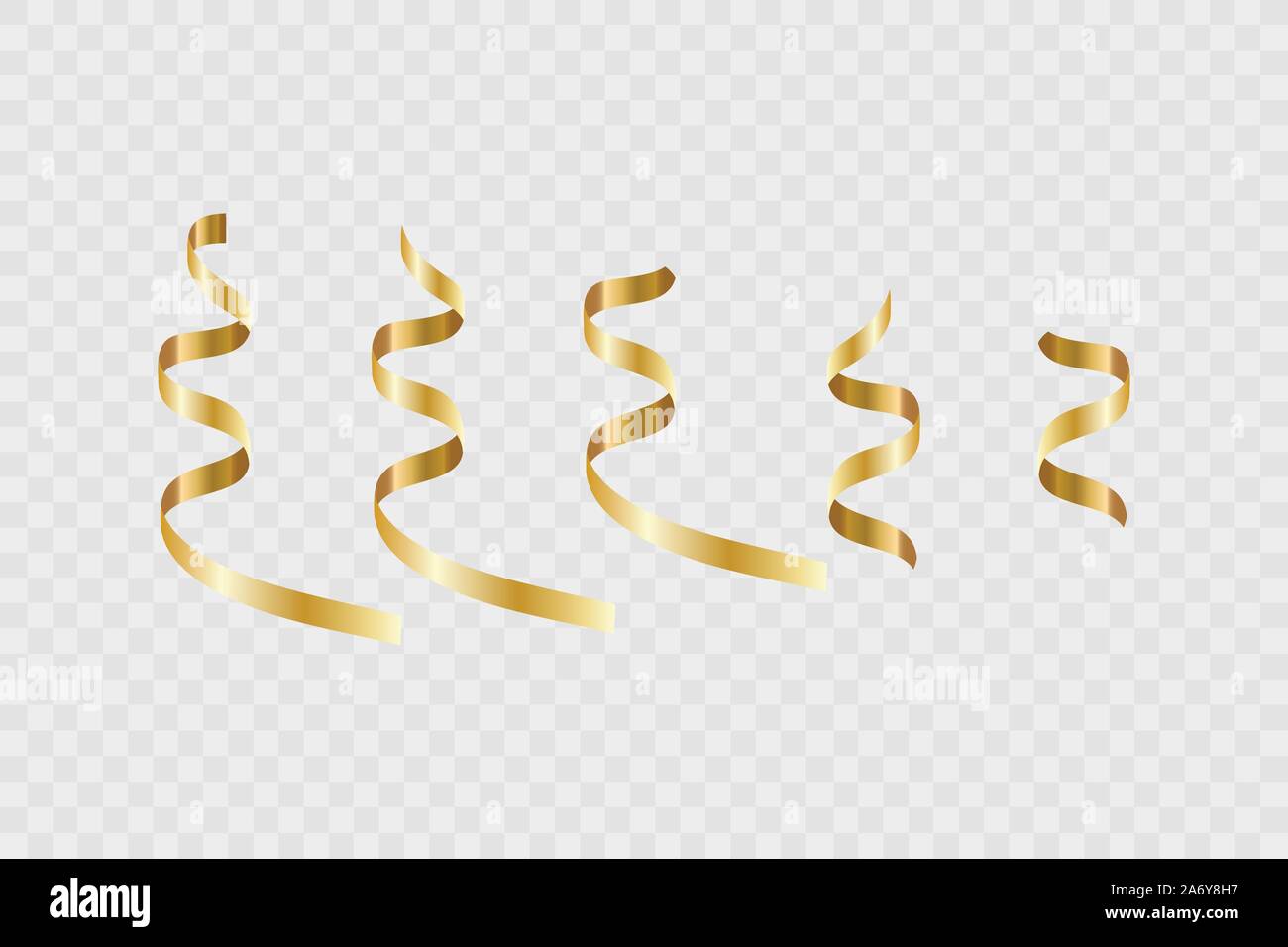 Gold curly ribbon serpentine confetti. Golden streamers set on transparent  background. Colorful design decoration party, holiday event, carnival,  Christmas, New Year greeting. Vector illustration Stock Vector by ©Uniqdes  271795664