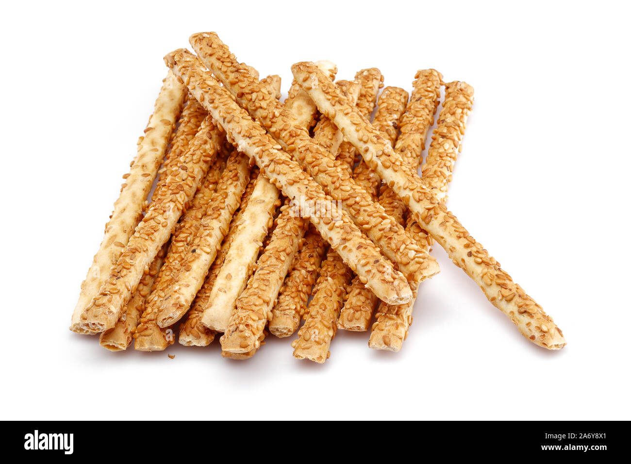 Sesame stick crackers isolated on white background Stock Photo Alamy