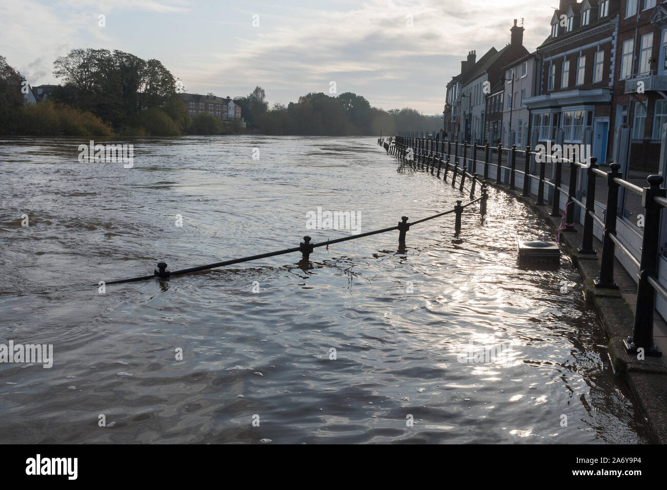 Bewdley, Worcestershire, in flood conditions, 2019. UK Stock Photo