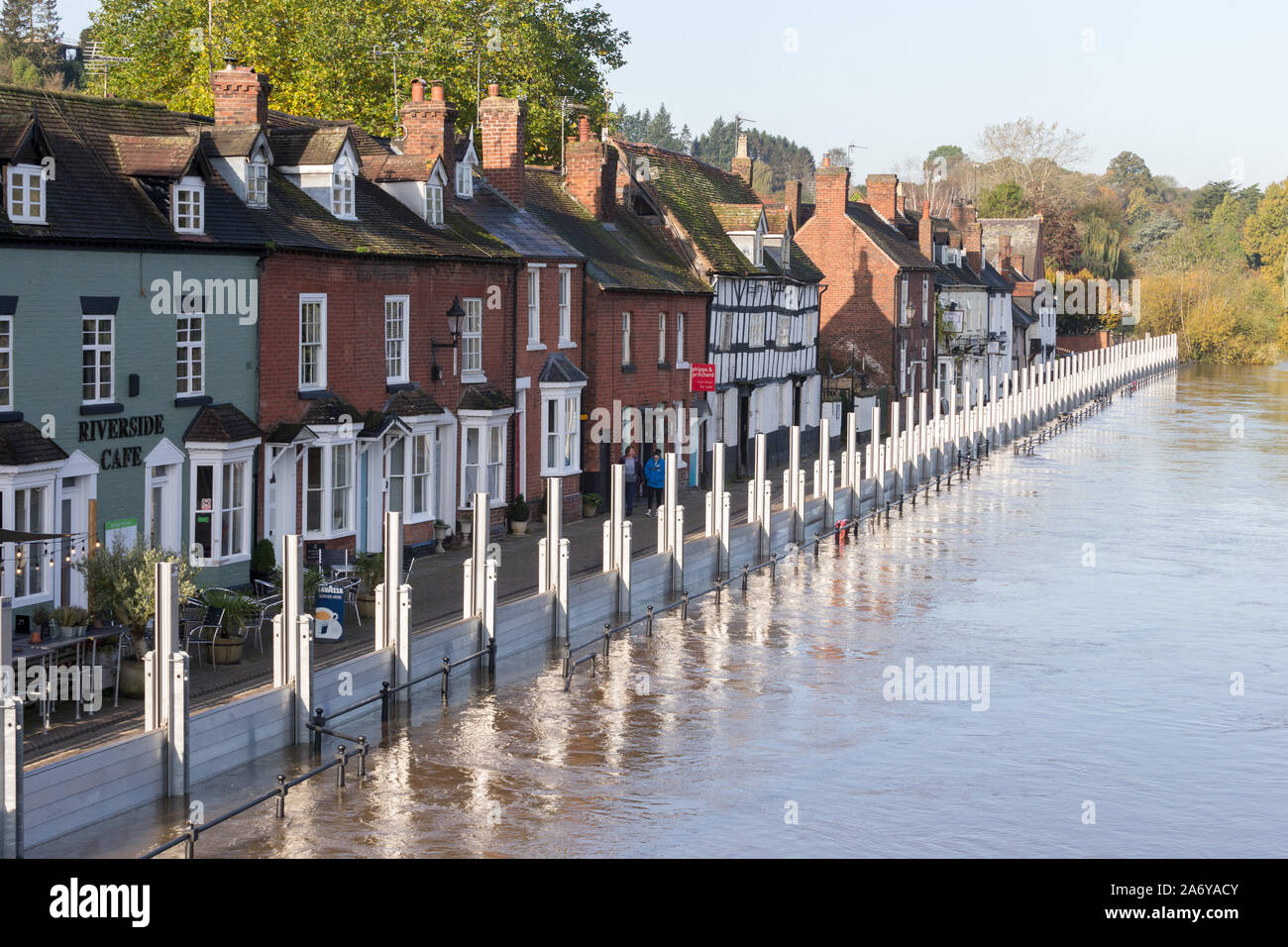 Bewdley, Worcestershire, in flood conditions, 2019. UK Stock Photo