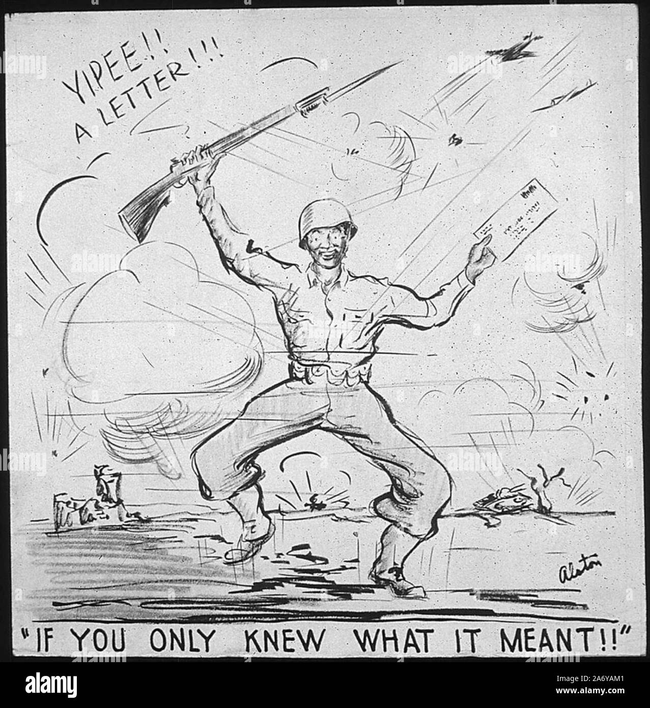 vintage war poster propaganda illustrated artwork Stock Photo