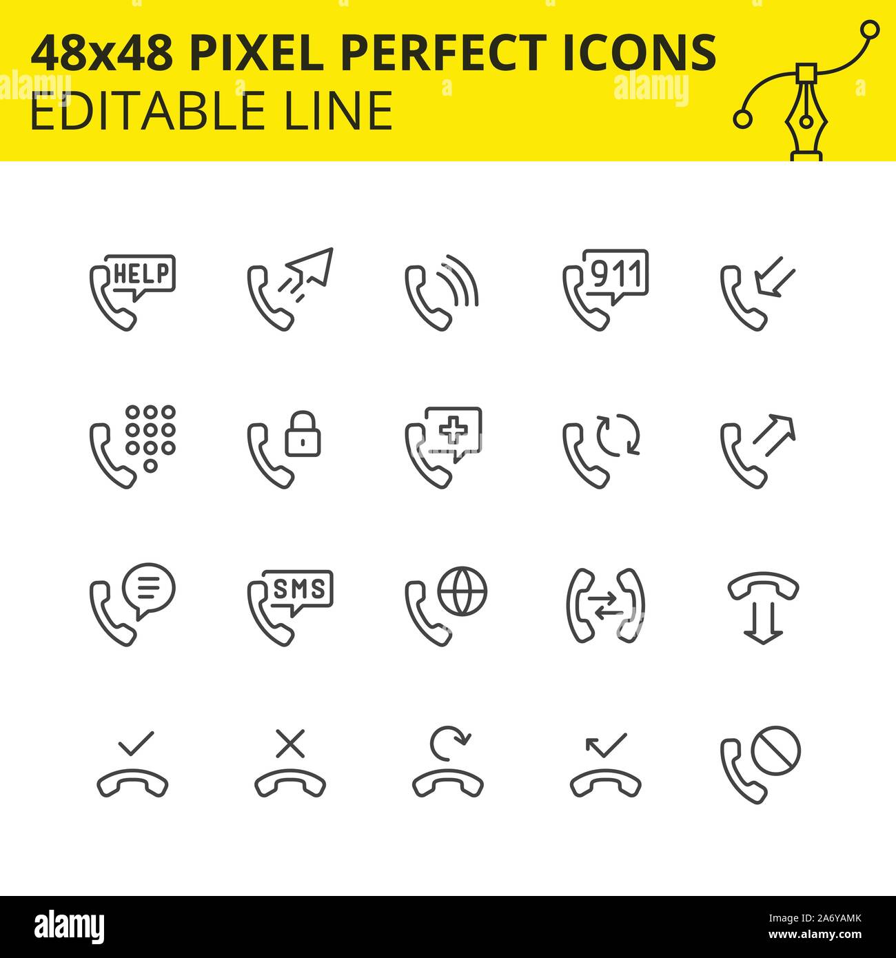 Icons related for handset services. Collection of phone technology