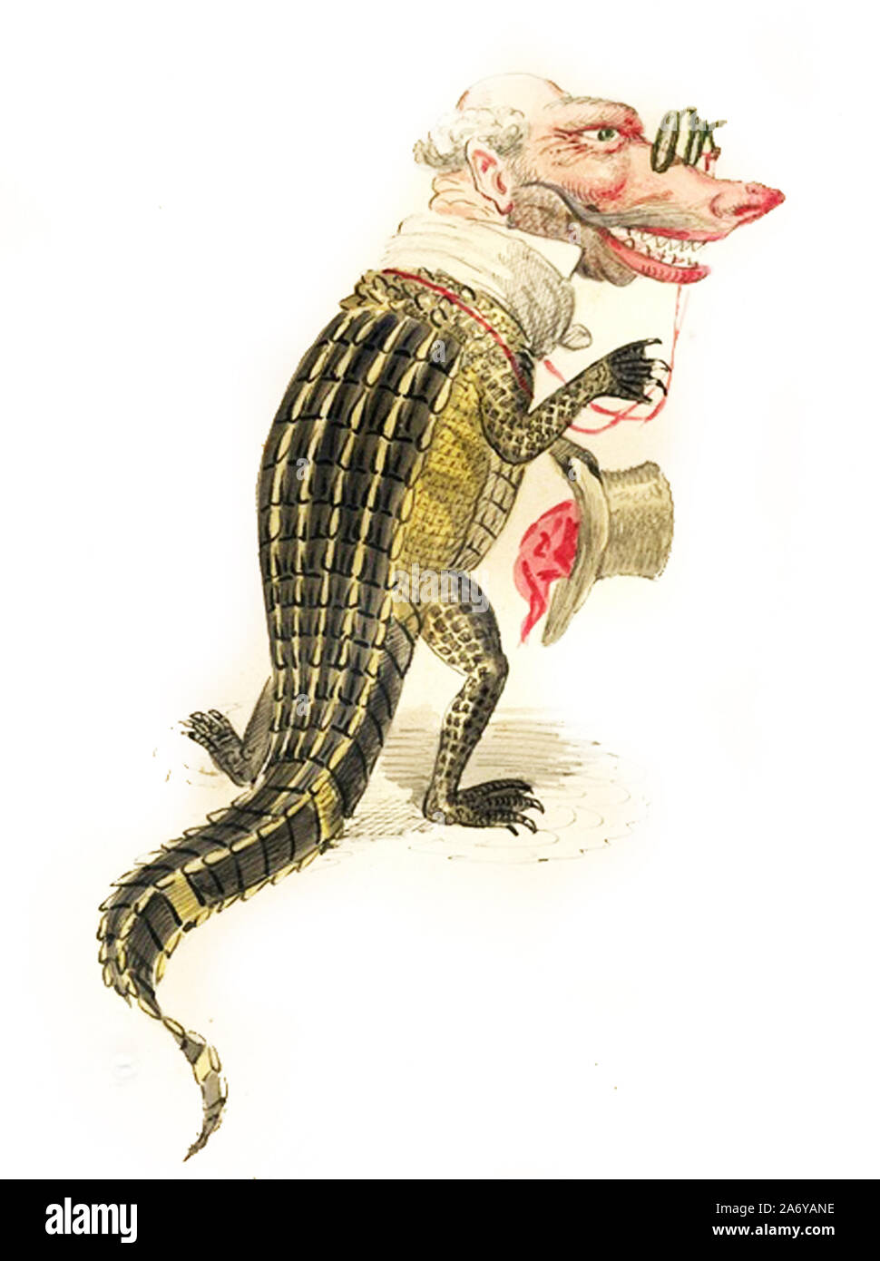Vintage illustration of an anthropomorphic creature, blending human and animal traits to convey symbolic depth.