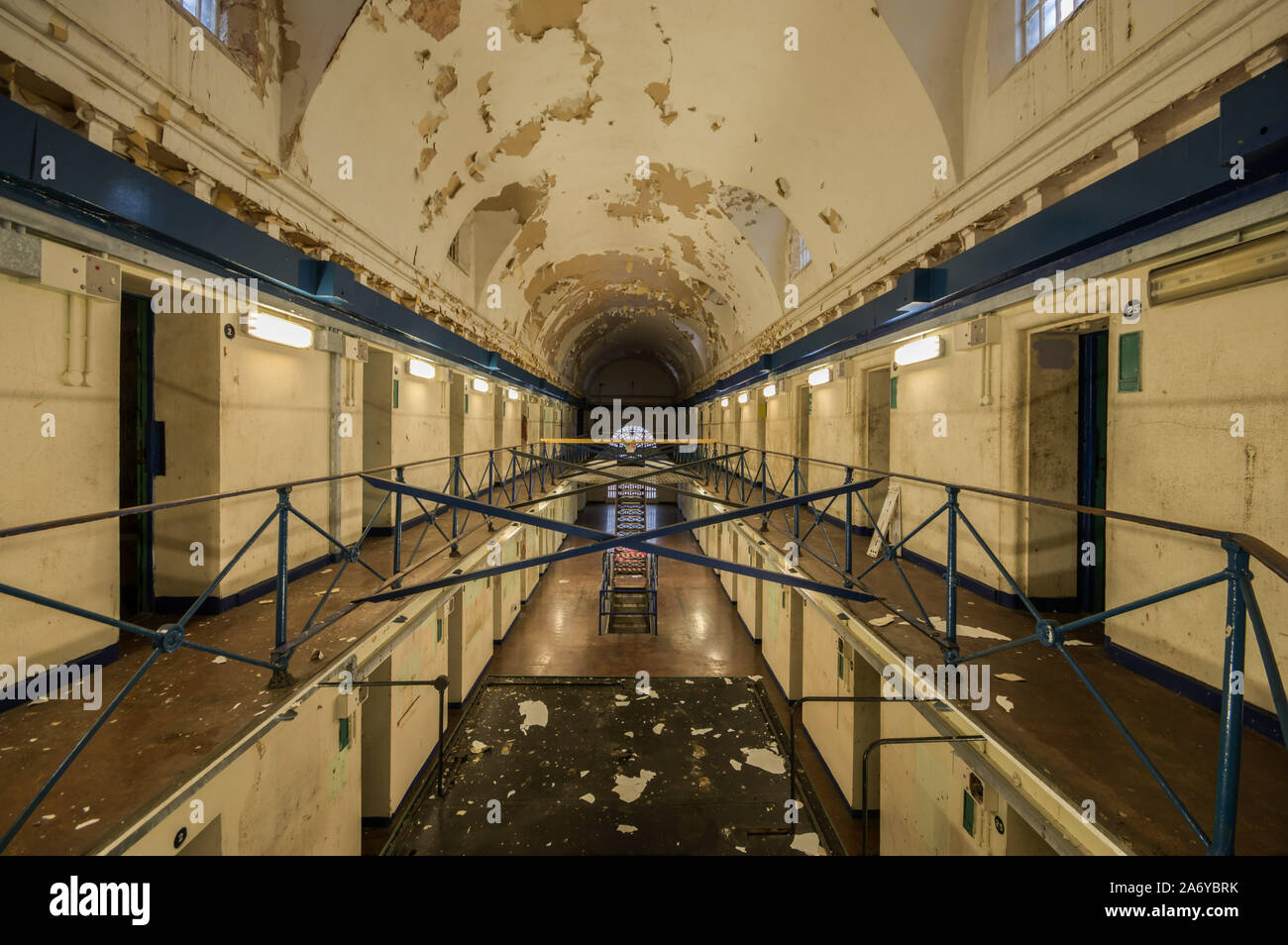 GLOUCESTER: The building is delapidating day by day. EERIE photos of the UK’s ‘most haunted’ prison where serial killer Fred West was locked up captur Stock Photo