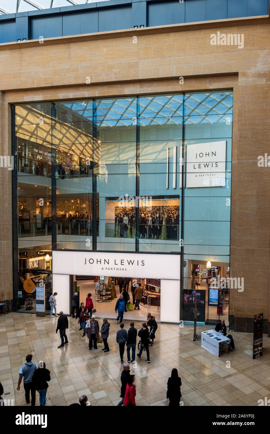 John Lewis Department Store Cambridge - entrance to the Cambridge John Lewis department store inside the Grand Arcade Shopping Centre Stock Photo