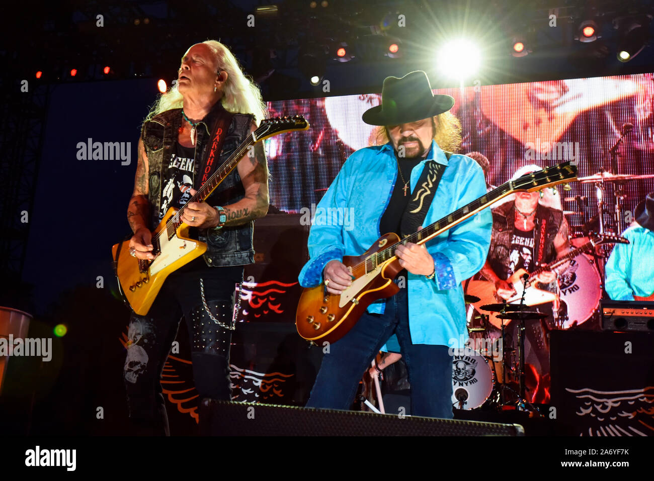 Gary Rossington And Ricky Medlocke Of Lynyrd Skynyrd On Stage At The 