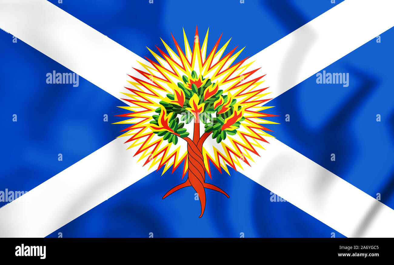 3D Church of Scotland Flag. 3D Illustration. Stock Photo