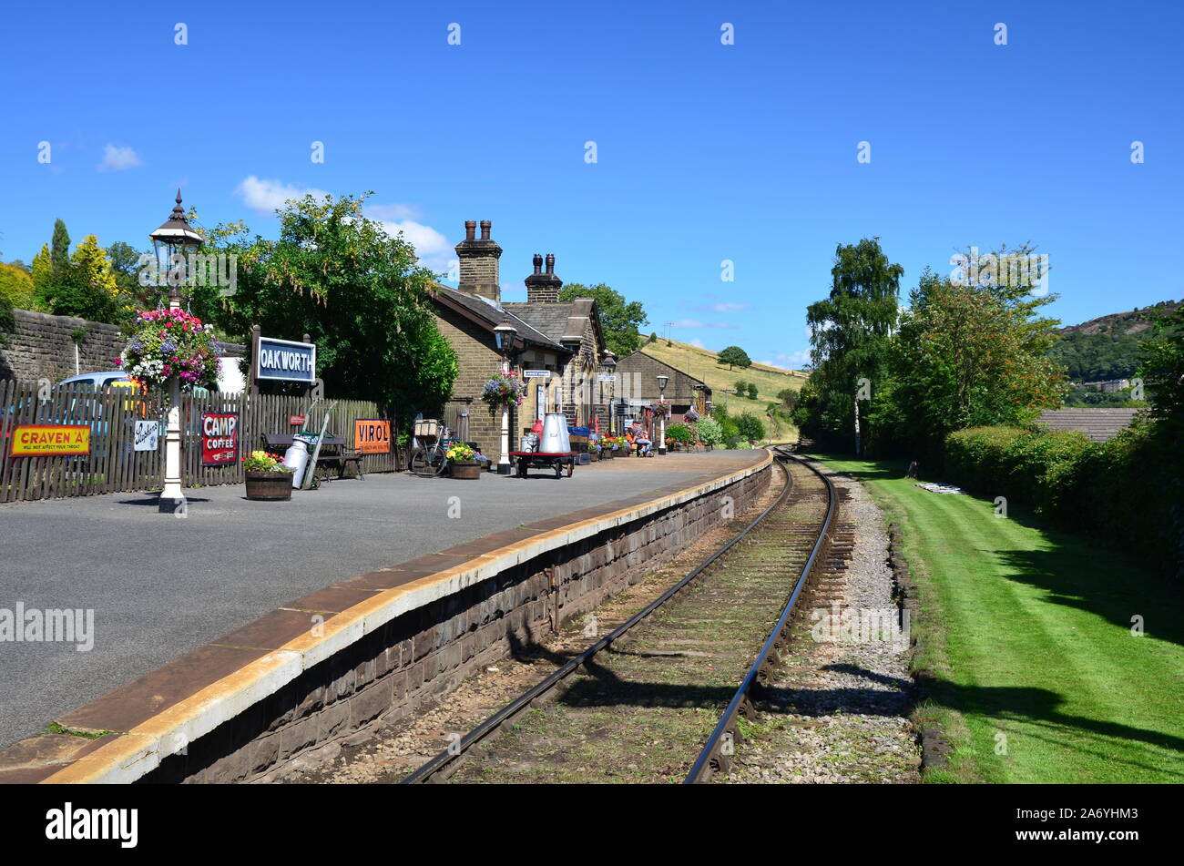 Oakworth Station in Summer , Keighley and Worth Valley Railway Stock