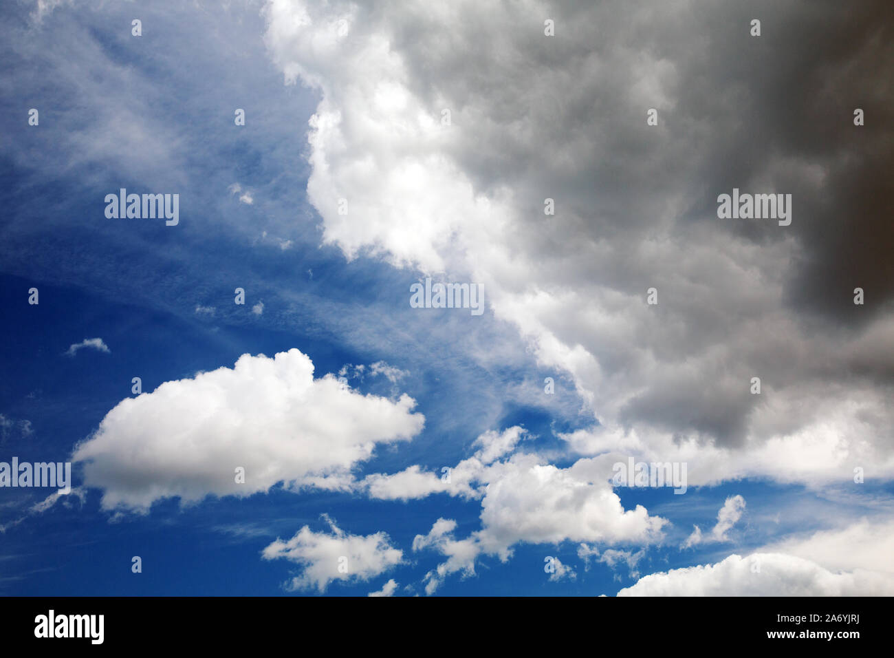 cumulus and cirrus clouds against a blue sky summer day Stock Photo