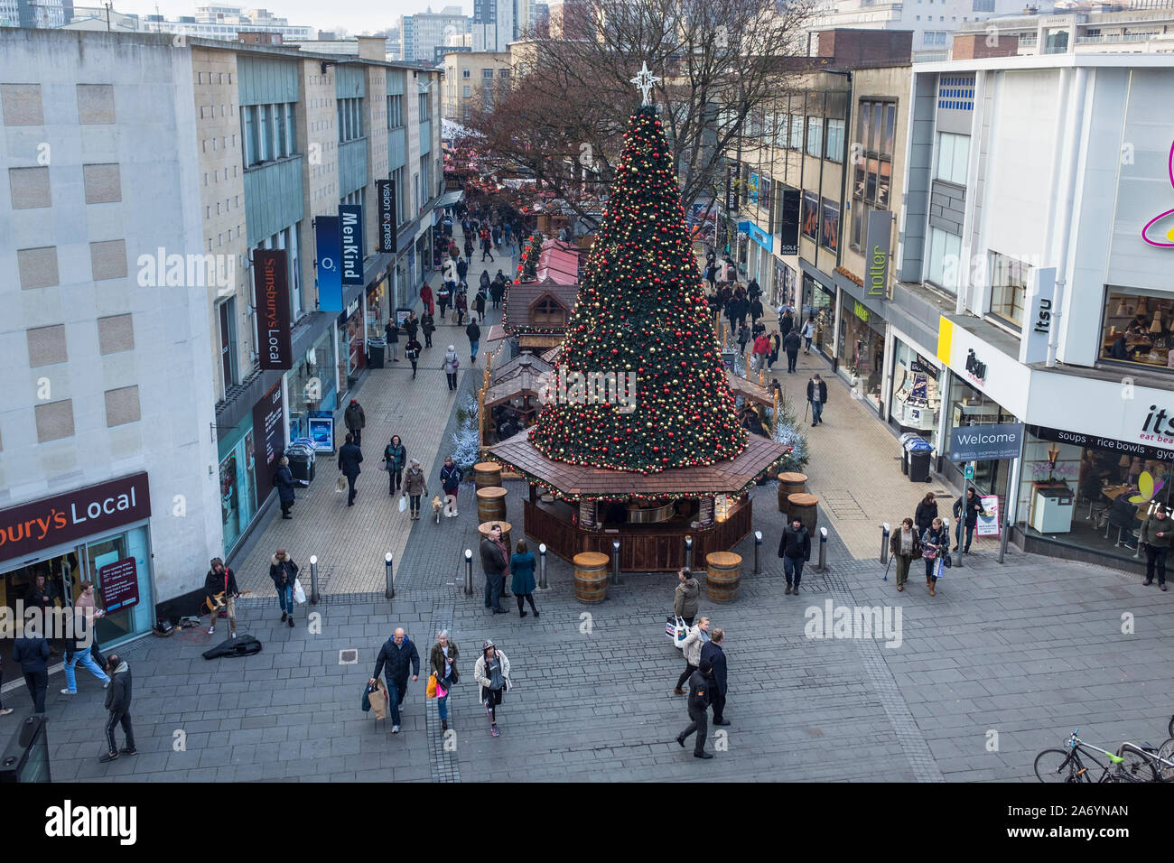 Broadmead during Christmas shopping period, Bristol, UK Stock Photo