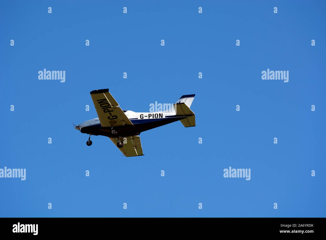 Alpi Pioneer 300 landing at Wellesbourne Airfield, Warwickshire, UK (G-PION) Stock Photo