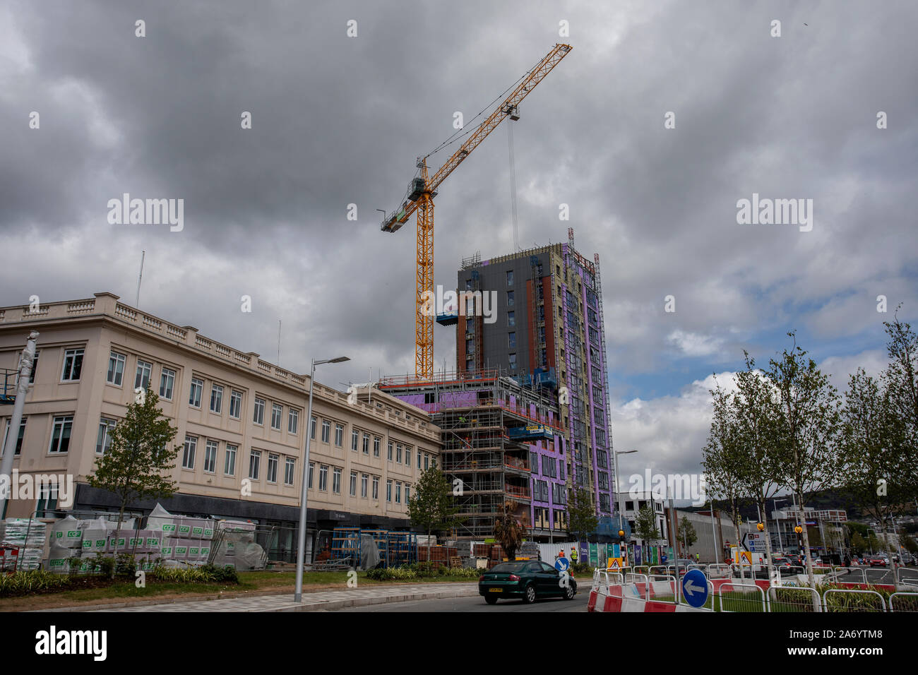 Pictured A general view of road construction works on the Kingsway and