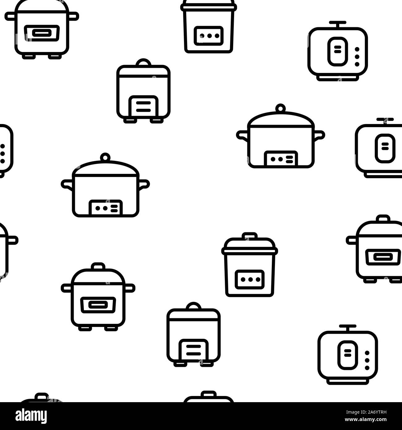 Slow Cooker Elements Seamless Pattern Vector Stock Vector Image & Art