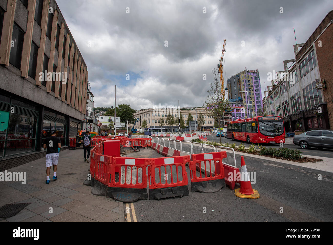 Pictured A general view of road construction works on the Kingsway and