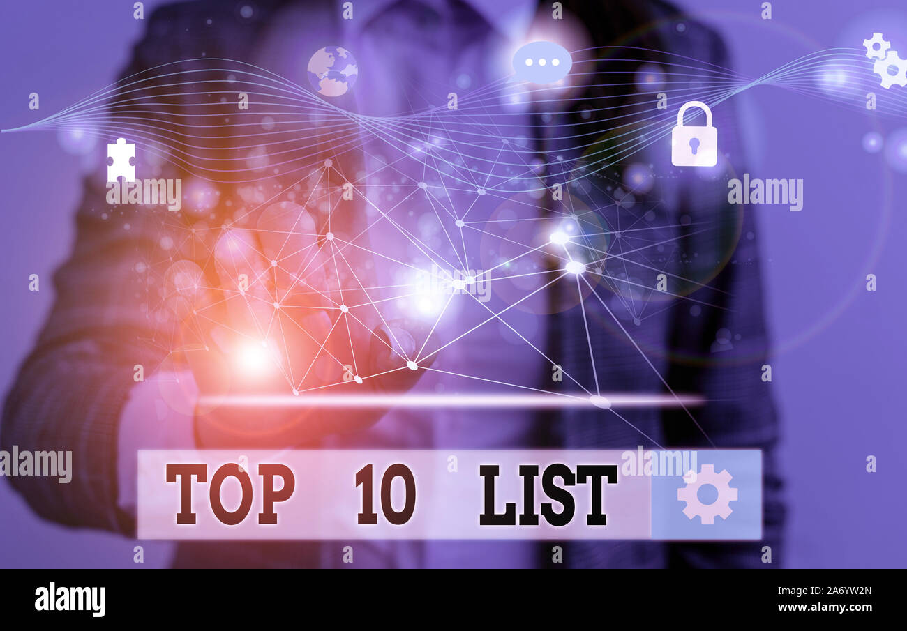 Particular List Word writing text Top 10 List. Business photo showcasing the ten most ...