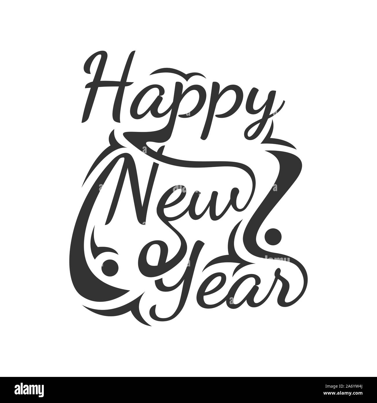 Happy New Year vector text Calligraphic Lettering design card template. Creative typography for Holiday Greeting Gift Stock Vector