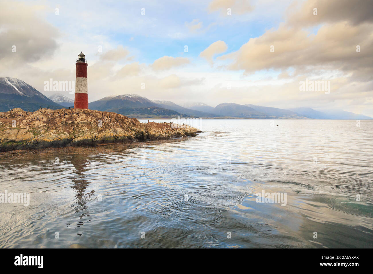 Argentina, Tierra del Fuego, Ushuaia, Beagle Channel, Les Eclaireurs Ligthouse Stock Photo
