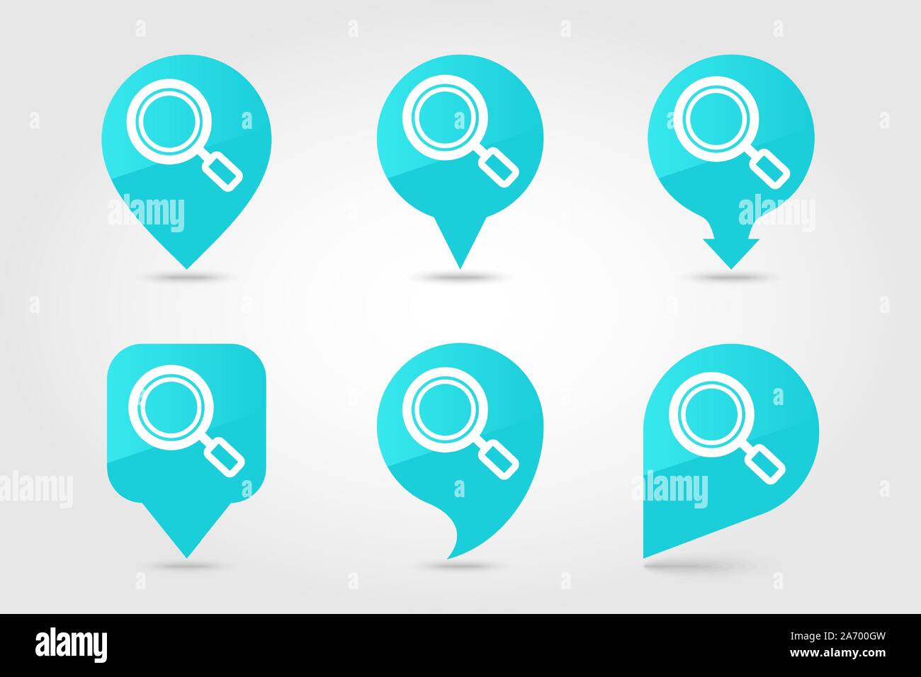 Search magnifier pin map icon. Magnifying glass symbol. Zoom pictogram ...
