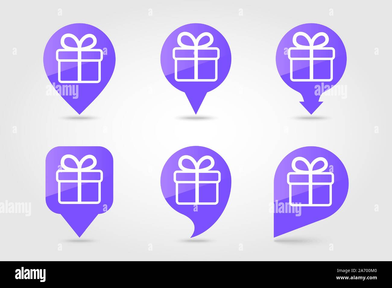 Gift pin map icon. E-commerce sign. Map pointer. Map markers. Destination vector icon Stock Vector