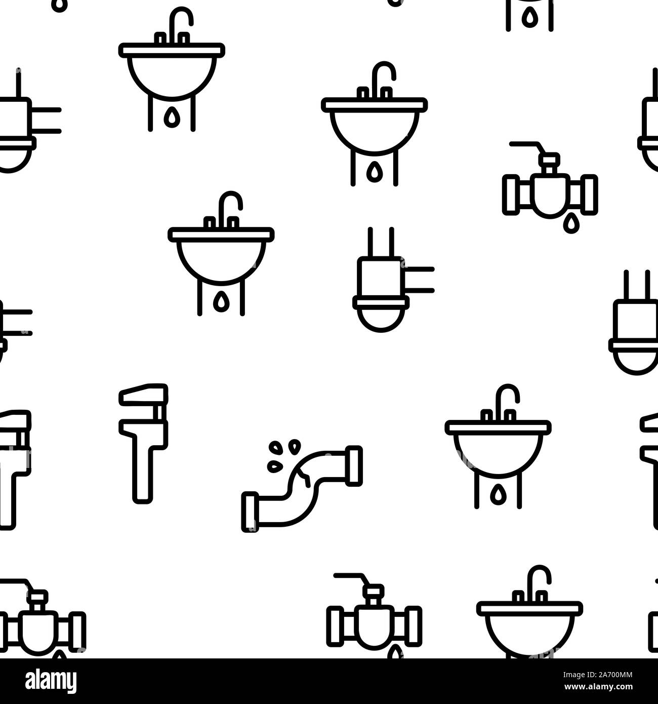 Plumber Patterns Plumbing Fixtures Seamless Pattern Vector Stock Vector Image & Art - Alamy