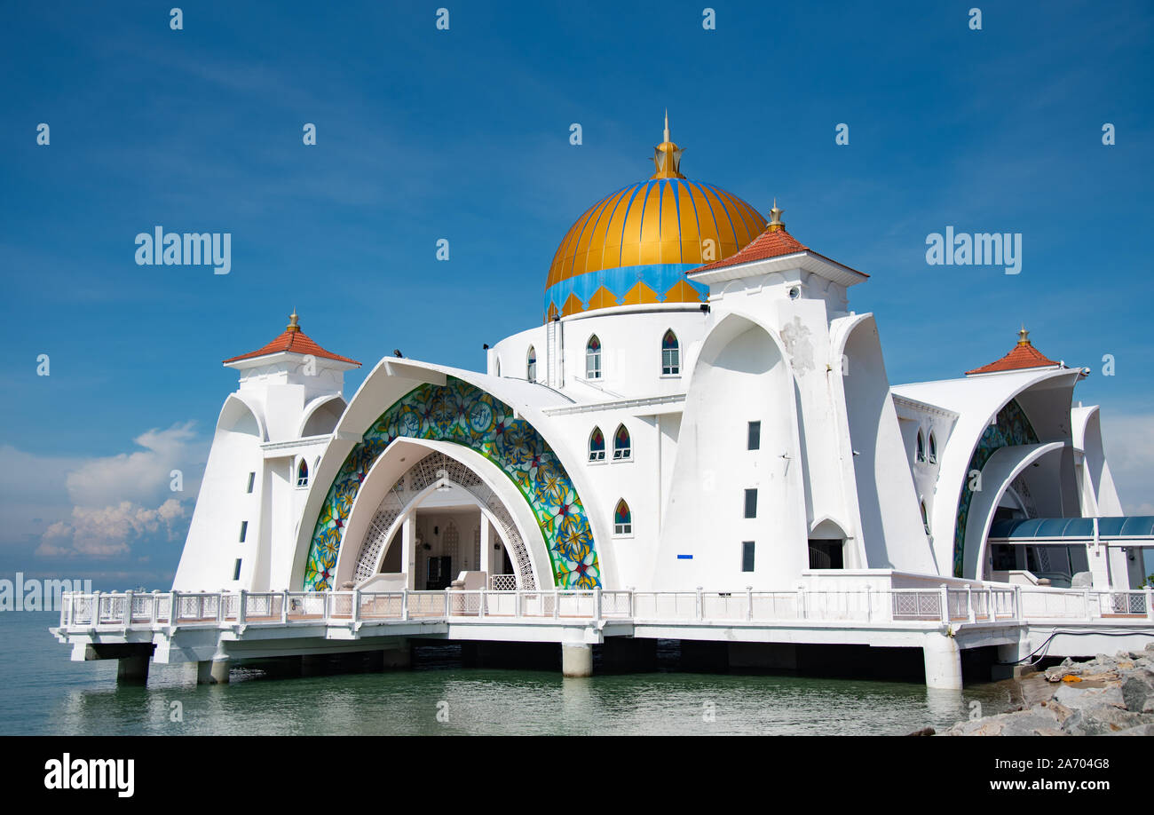 MALACCA,MALAYSIA, october ,14,2019 Masjid Selat  in Malacca heritage city  of Malaysia Stock Photo
