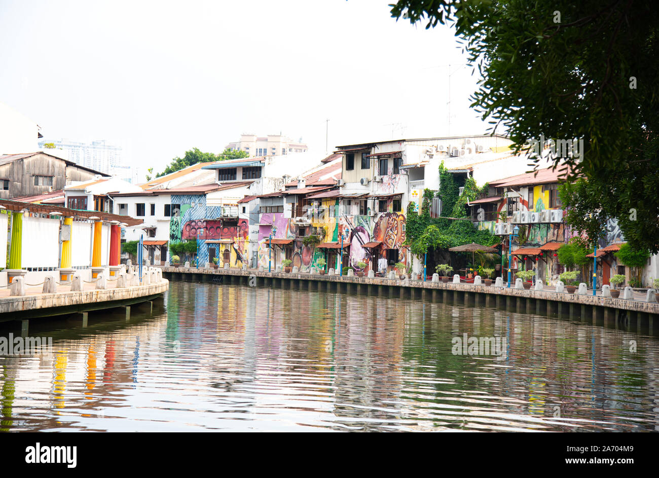 MALACCA,MALAYSIA, october ,14,2019 day view of famous  tourist junction  canal in Malacca heritage city  of Malaysia Stock Photo