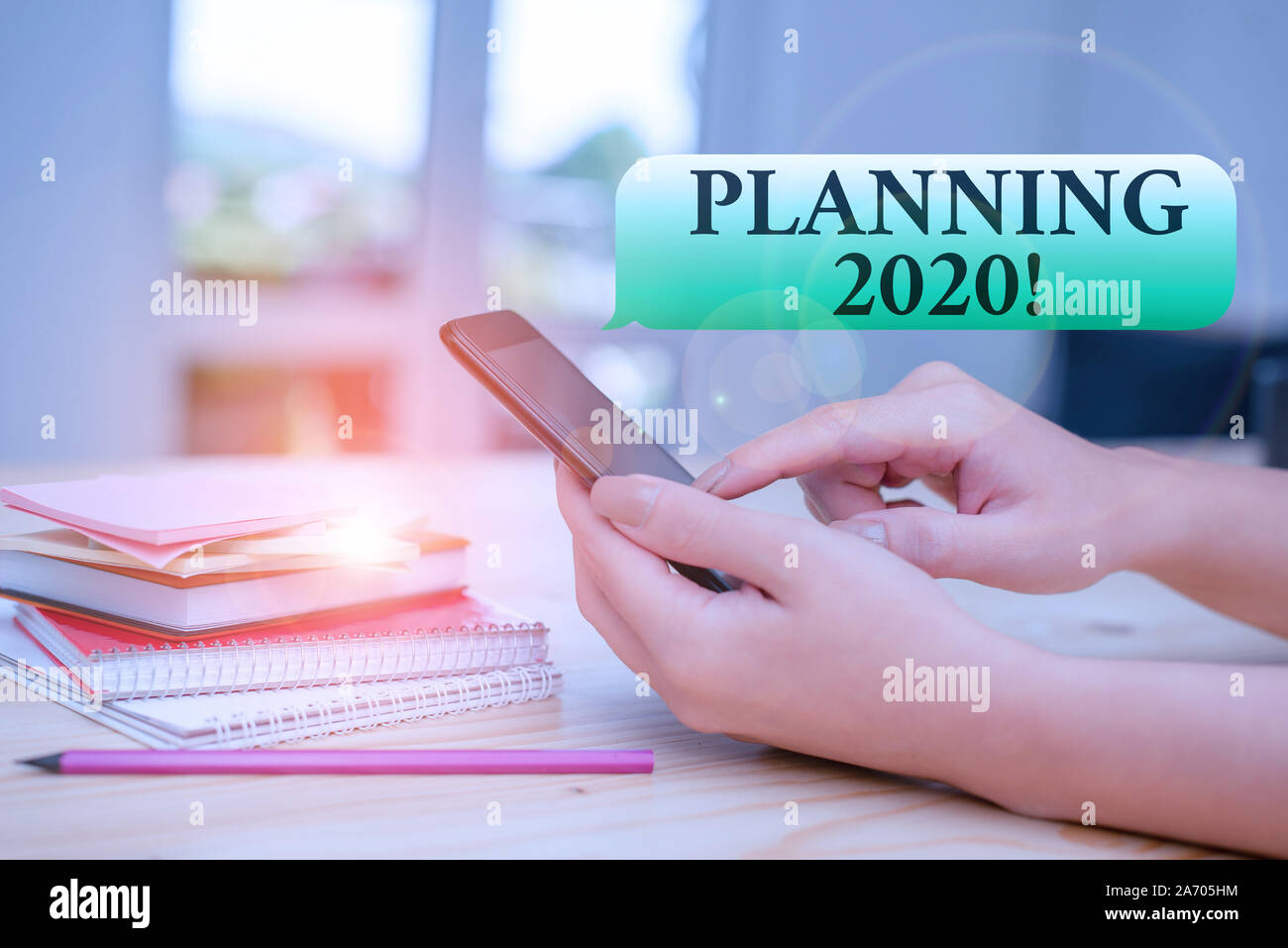 Writing note showing Planning 2020. Business concept for process of ...